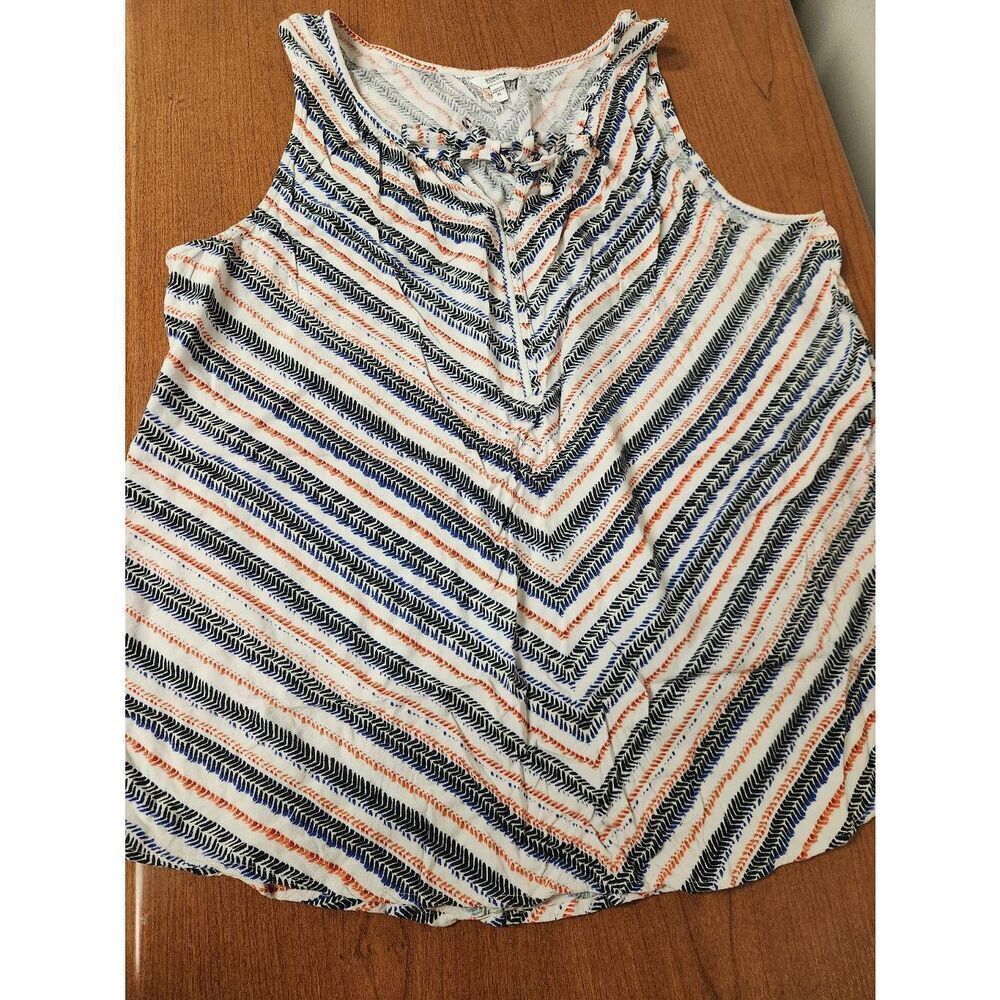 Sonoma Sleeveless Tunic Top Red White Blue Striped Women's Size XL